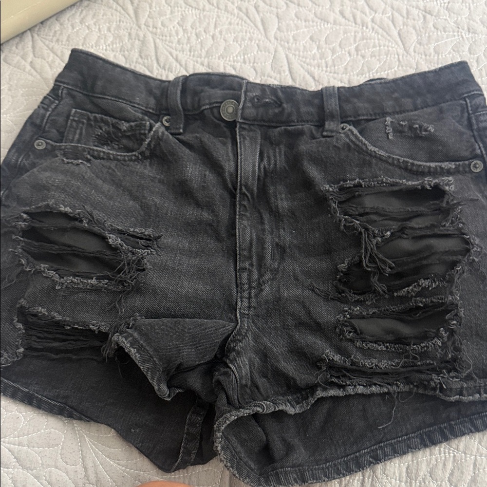 American Eagle Outfitters Distressed Black Jean Shorts